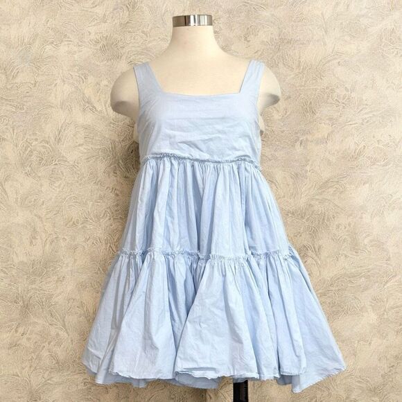 Mable A Line Puffy Babydoll Baby Blue Pastel Mini Dress Small - Picture 1 of 7